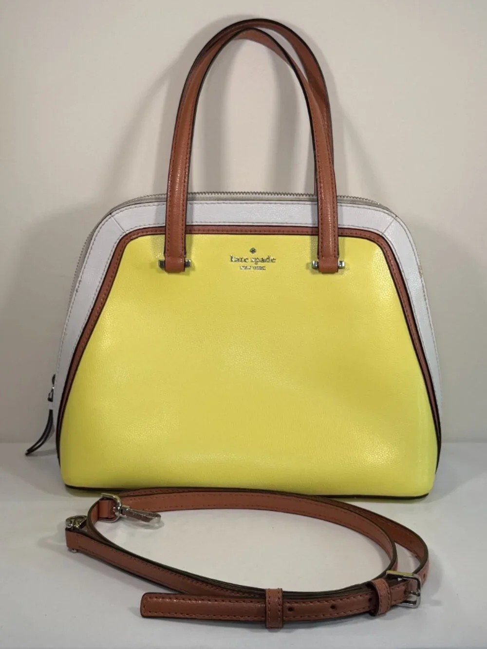KATE SPADE Patterson Drive Yellow Domed Yellow Colorblock Handbag